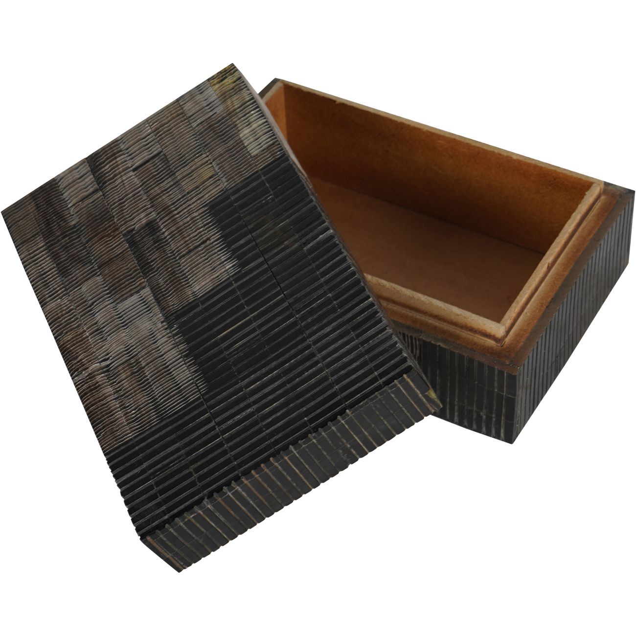 Rustic Grey & Black Buffalo Horn Storage Box Small